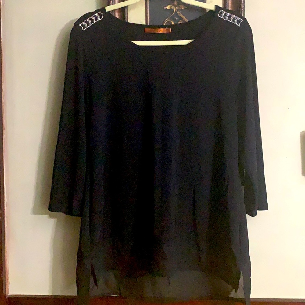 Belldini Black Top with Embellishments Size Large